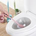 Plastic Long Handle Bathroom Scrub Cleaning Brush Double Sided Toilet Brush With Stand Base Creative Household Cleaning Tool