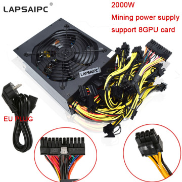 Lapsaipc 2000W Mining Miner Power Supply for S9 S7 L3 Rig mining Machine Support 8 graphics cards 180-260V +EU PLUG PSU in Stock