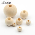 10-40mm Big Hole Natural Wooden Beads Lead-free Wood Round Balls For Jewelry Making Diy Children Teething Spacer Wood Crafts