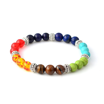 7 Chakras Beaded Bracelet strands Reiki Healing Balancing Round Beads for women and men