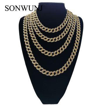 16inch 18inch 20inch 24inch 30 inch Hip Hop Iced out Cuban Chain Cuban Link Chain Necklace Bling bling Jewelry N409