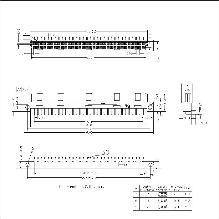 DFR-XX-XXX-204  DIN41612 Right Angle Female Type Q Connectors-Inversed 64 Positions