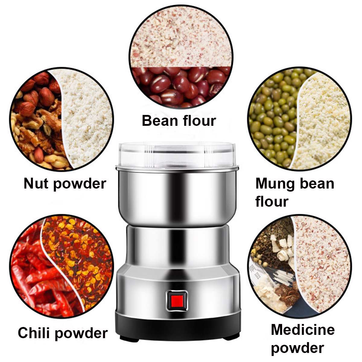 200W Electric Coffee Grinder Stainless Grain Spices Hebal Dry Food Nuts Bean Grinding Machine Milling Powder Crusher EU/US Plug