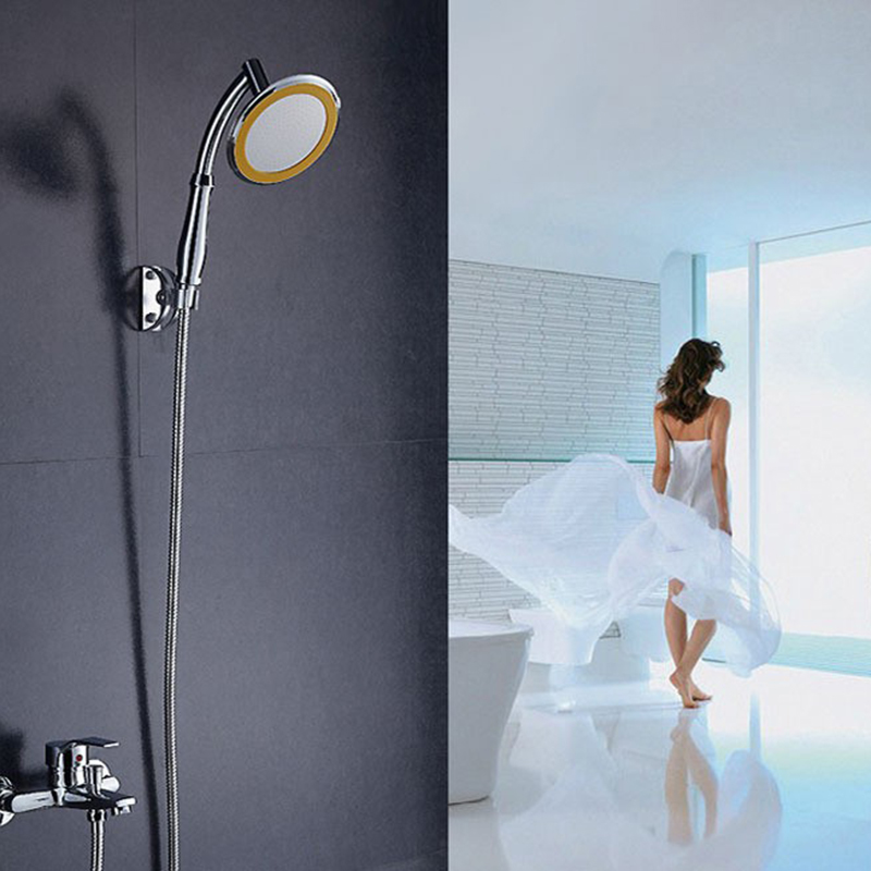 SHAI Rotate 360 Degree ABS Chrome Bathroom Rainfall Shower Head Water Saving Extension Arm Hand Held Shower Head With Hose