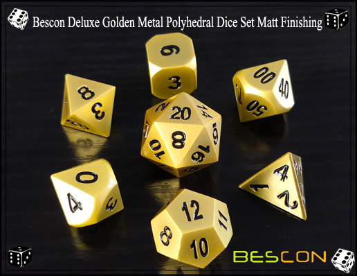 Bescon Deluxe Golden Metal Polyhedral Dice Set Matt Finishing-1