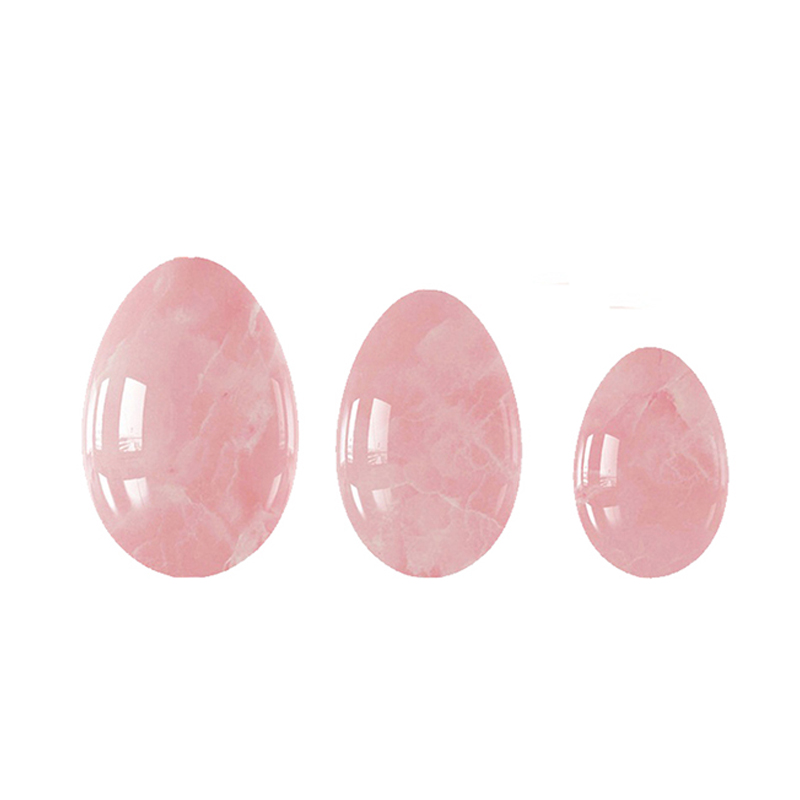 Undrilled Rose Quartz Yoni Egg Set Pink Crystal Jade Eggs Kegel Exercise Jade Ball Vaginal Muscle Firming Yoni Eggs Exerciser