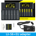 Liitokala Lii-S6 18650 charger 3.2v 3.7v 6-slot auto-polarity detect 26650 21700 14500 aa aaa batteries 1.2V 3.85V NiMH NI-CD
