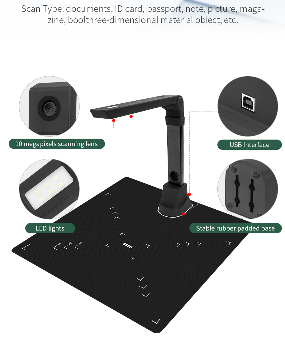 NETUM 8-Megapixel Auto-Focus Visual Presenter using books, documents, business for presentations, image capturing and video