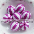 Factory Price 16mm 500pcs Light Purple Striped Resin Round Beads ,Solid Chunky Bohemia Beads For Jewelry Making Wholesale And