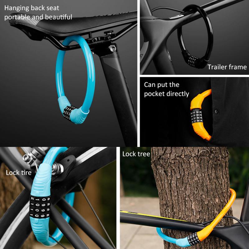 Digit Bicycle Chain Password Lock Anti-theft Bike Lock Anti-Cutting Alloy Steel Motorcycle Bike Cable Code Lock Bike Accessories