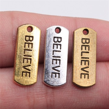 WYSIWYG 10pcs 21x8mm Believe Tag Charm Pendants For Jewelry Making Antique Gold Believe Tag Pendants Charm Believe Tag