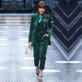 CUSTOM Dark green women business suits 3 piece set women tuxedo female trouser suit ladies office uniform elegant pant suit