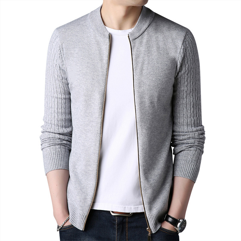 Spring Men's Sweater Cardigan Solid Long Sleeve Knitted Coat Full Zipper Casual Wool Sweater Tide Slim Male Autumn Clothing