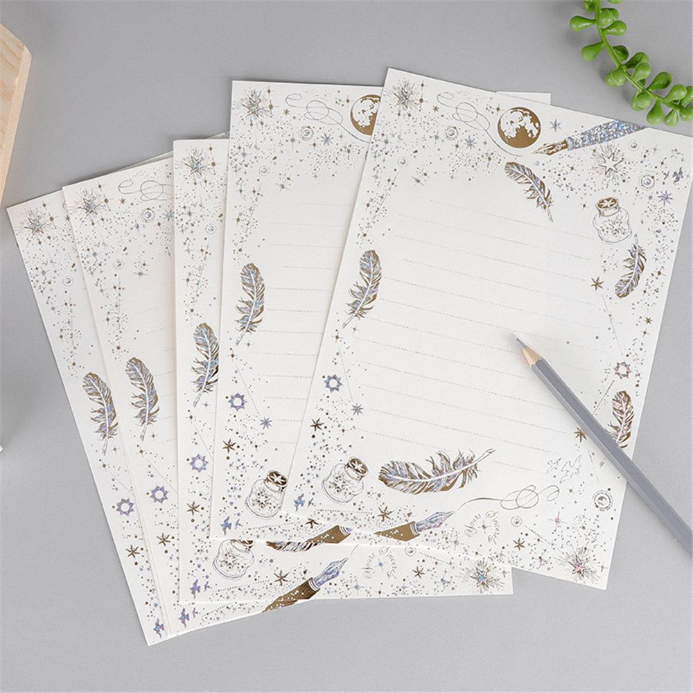 8pcs Vintage Gilding Letter Paper Set Wedding Invitation Card Writing Pad Letter Writing Paper Letter Pad Supplies Stationery