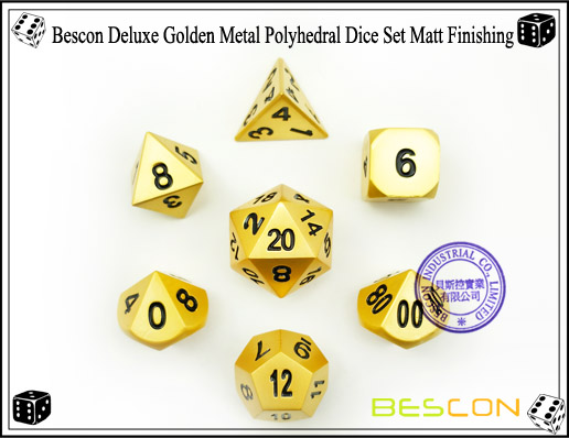 Bescon Deluxe Golden Metal Polyhedral Dice Set Matt Finishing-7