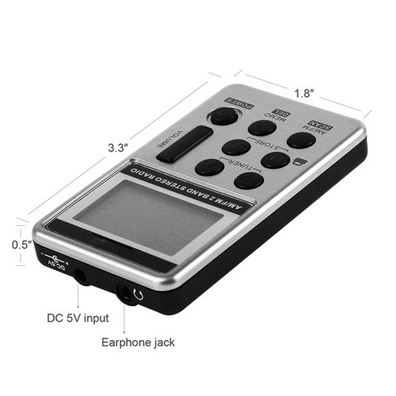 JINSERTA Portable Radio FM/AM Digital Portable Mini Receiver With Rechargeable Battery& Earphone Radio+Lanyard