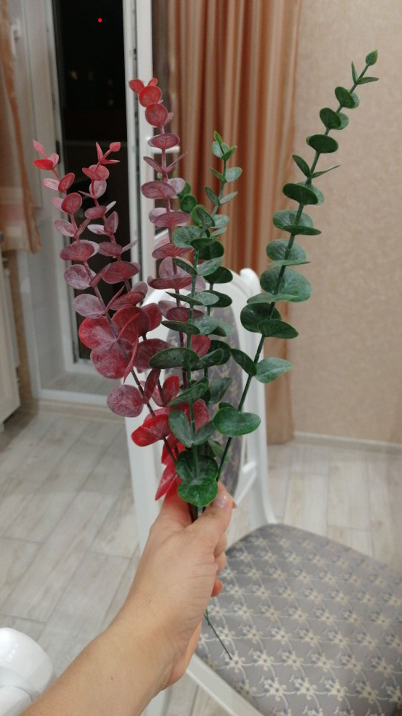 Simulation green plant single eucalyptus leaf imitation dry branch artificial fake flower wedding shooting prop home decoration