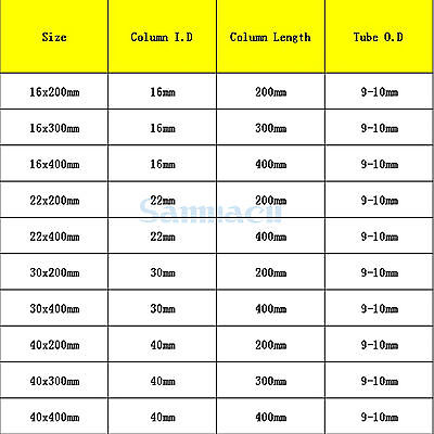 ID 16/22/30/44mm Length 200/300mm 24/29 Glass Chromatography Column PTFE Stopcock Ground Cone Fritted