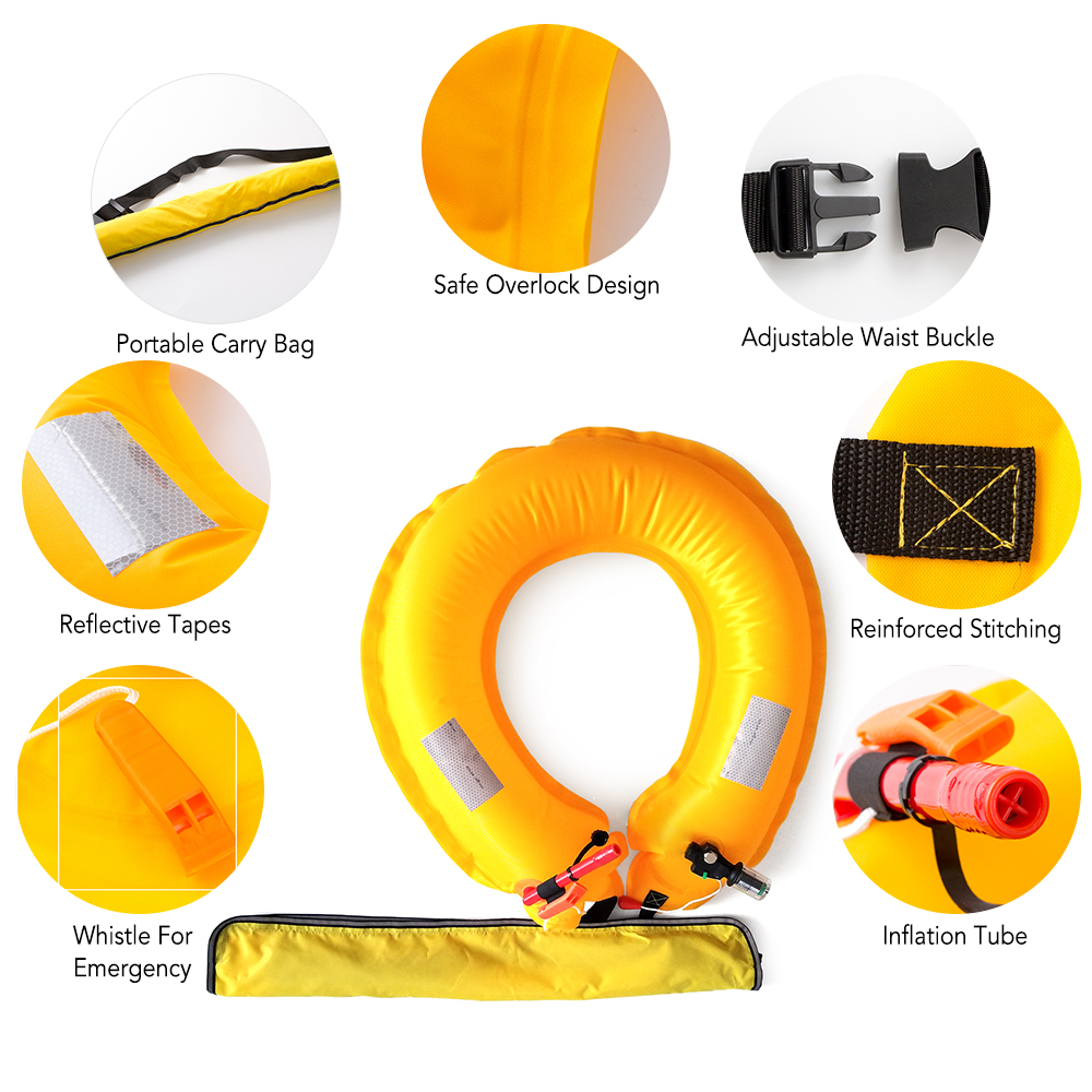 Manual Life Belt Automatic Inflatable Life Buoy Swimming Ring Waist Belt with Reflective Tapes For Kayaking Fishing Life Vest