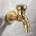 1Pcs Antique Bronze/Red/Gold Carved Water Tap Wall Mount Golden Faucet Washing Machine Faucet Garden Bathroom Bibcock Taps