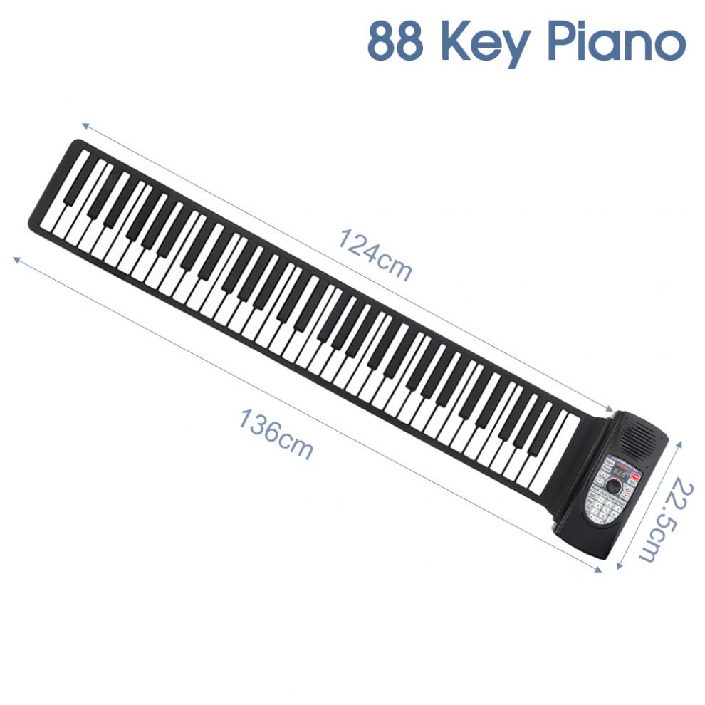 88 Keys USB MIDI Roll Up Piano Rechargeable Electronic Portable Silicone Flexible Keyboard Organ Speaker Bluetooth Connection