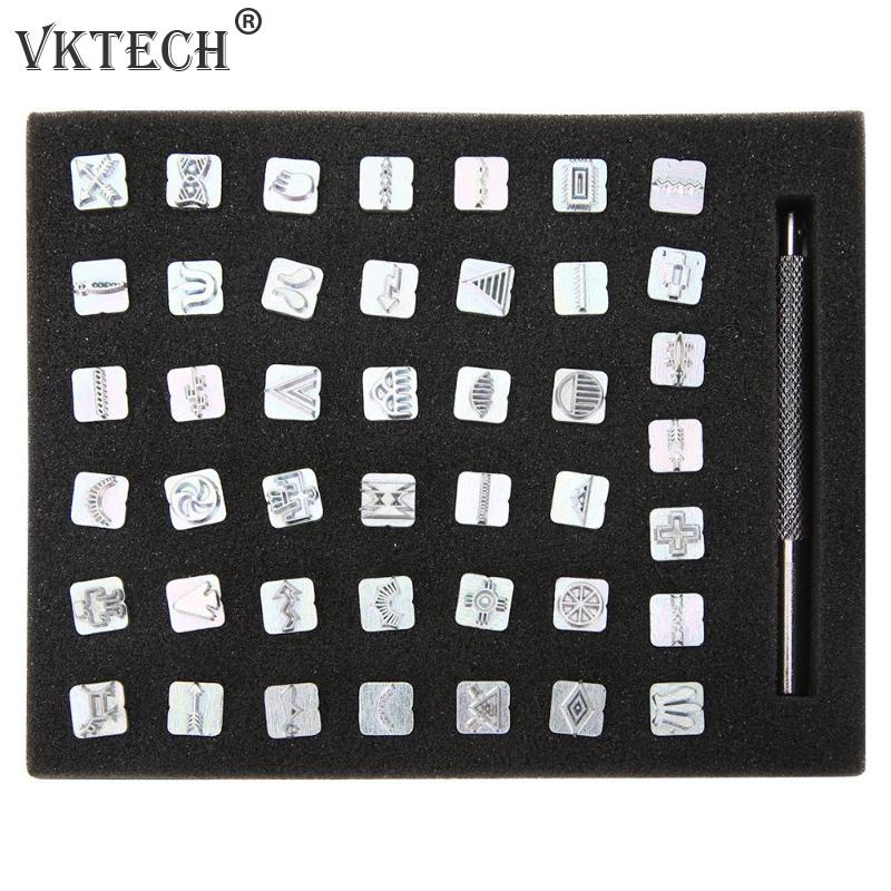 Leathercraft Tool Carbon Steel Symbol Stamp Set 49 Stamps for Leather Marking Carving Leather Craft Stamps Metal Printing Tool