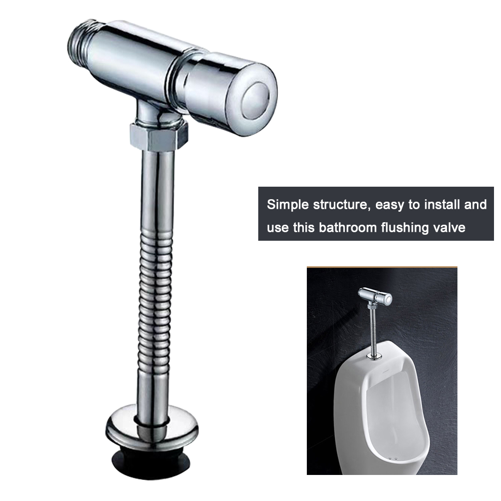 Multifunction Zinc Alloy Durable Urinal Flush Valve Hand Pressing Bathroom Toilet Home Practical Easy Install Manual Office