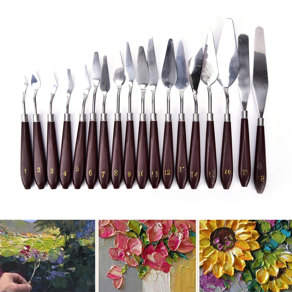 Professional 1x Palette Tool Stainless Steel Painting Palette Knife Oil Paint Spatula Mixing Scraper Art Tool 18 Sizes to Choose