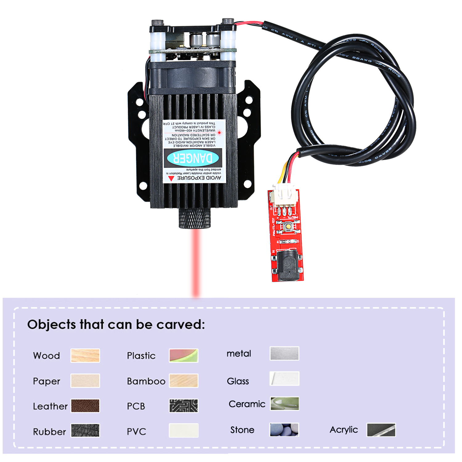 20W VG-L7 CNC Laser Engraving Machine Laser Head Laser Module DIY Laser Engraving Machine Woodworking Machinery Parts Tools