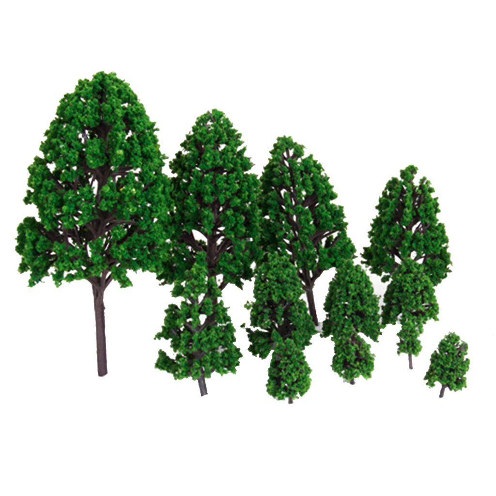 12Pieces Green Plastic Model Trees Train Railroad Park Garden Scenery Landscape Scenery DIY 1/50 Scale Trees Toys