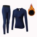 Winter wear plus velvet women's yoga fitness sports running training long sleeve stretch tight and quick-drying trousers suit