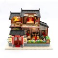 diy big Chinese retro doll house wooden doll houses bedroom miniature villa dollhouse kast furniture kit jugetes para ninos