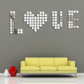 100PCS/lot DIY 3D Mirror Acrylic Mural Wall Stickers Mosaic Mirror Effect Room Square Home Decor Stickers 2x2cm