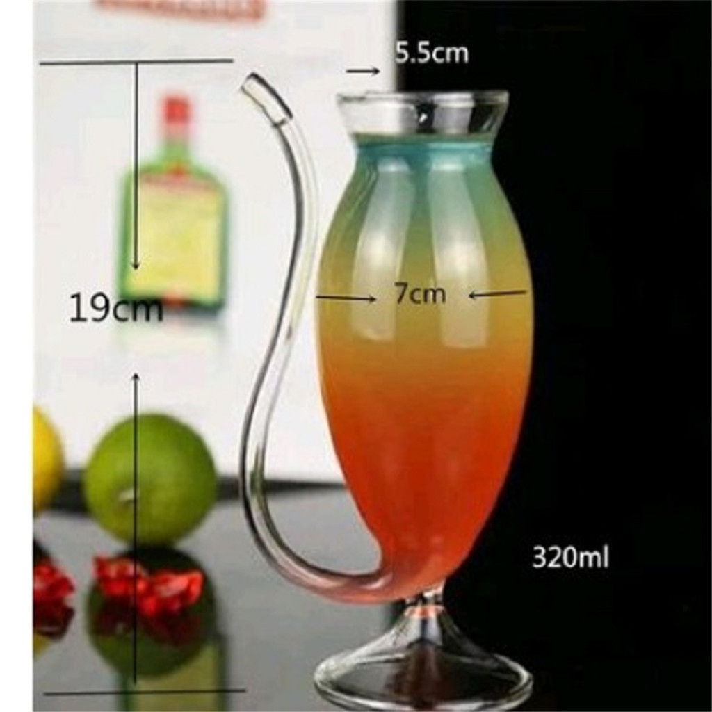 300ml Red Wine Glass Cup Whiskey Glass Heat Resistant Glass Sucking Juice Milk Cup Tea Wine Cup With Drinking Tube Straw 50