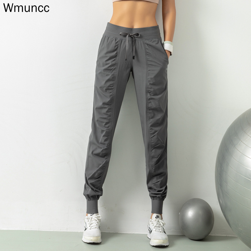Wmuncc Yoga Pants Women Quick Dry Drawstring Running Sport Joggers Sweatpants Athletic Gym Fitness Pants Trousers with Pockets