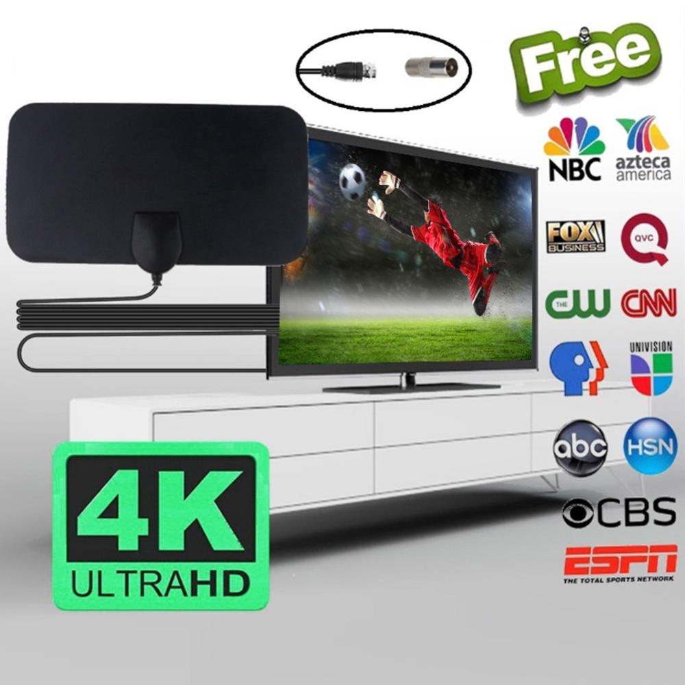 4K 25DB Indoor Digital TV Antenna High Gain HD TV DTV Box 50 Miles Booster Active Aerial HD Flat Design