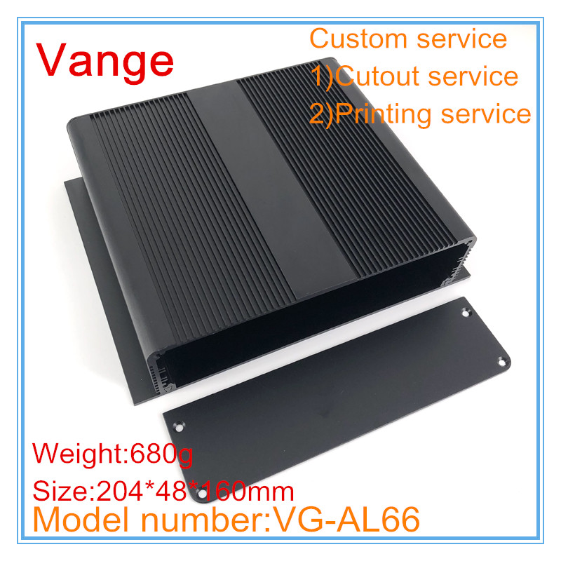 1pcs/lot mould made profile metal box 204*48*160mm 6063-T5 aluminum case diy enclosure for amplifier electronic device