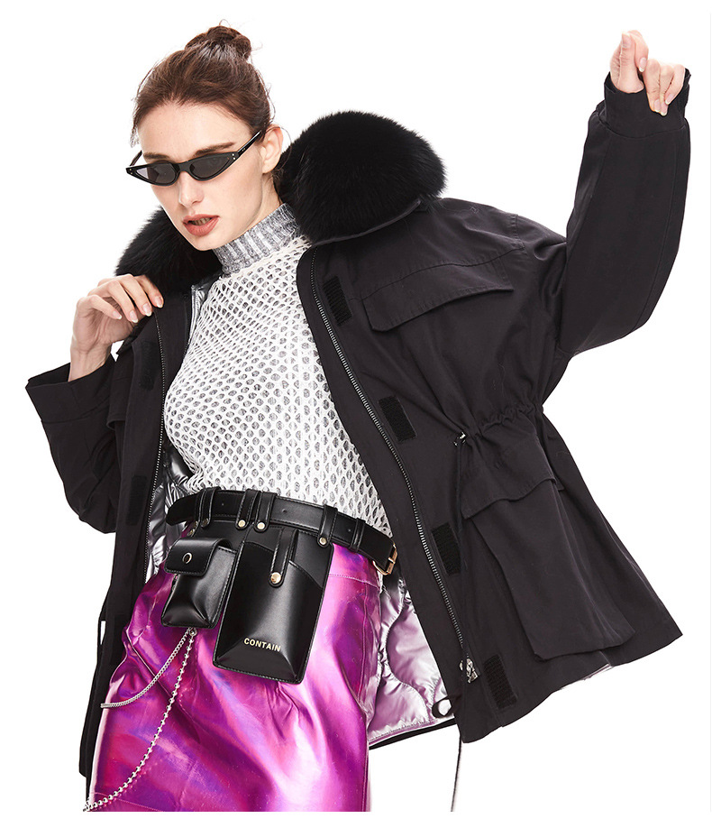 Winter Clothing Ladies Solid Color Loose Parka Jacket