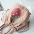 Mini Canvas Drawstring Bag Packaging Recycled Canvas Drawstring Bag Strawberry Pattern Kids Drawstring Bag Customized