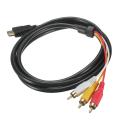 Gold Plated Connectors 5 Feet 1.5M 1080P HDTV HDMI Male to 3 RCA Audio Video AV Cable Cord Adapter for Better Signal Transfer