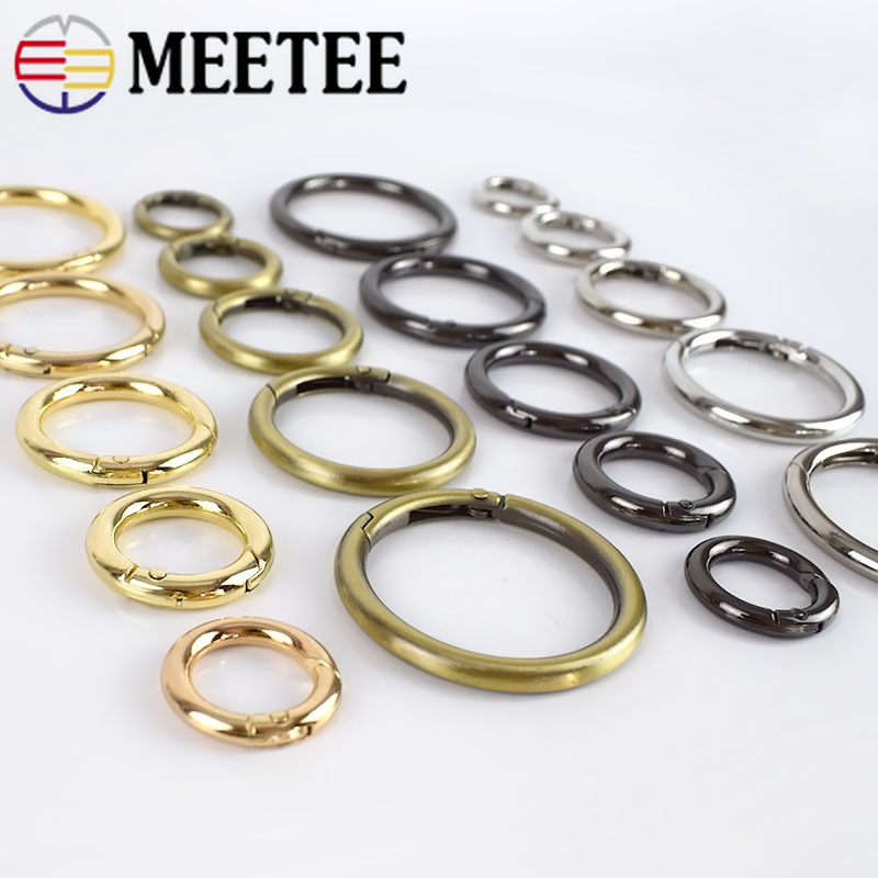 5pcs 16-50mm Meetee Metal Spring Gate O Ring Openable Keyring Bag Belt Strap Chain Buckles Snap Clasp Clip Trigger Leather Craft