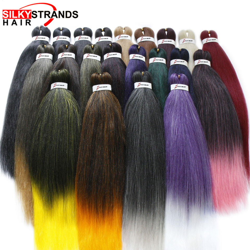 26 Inch Easy Xpression Braiding Hair Pre-stretched Synthetic EZ Low Temperature Fiber Crochet Hair Extensions For Women