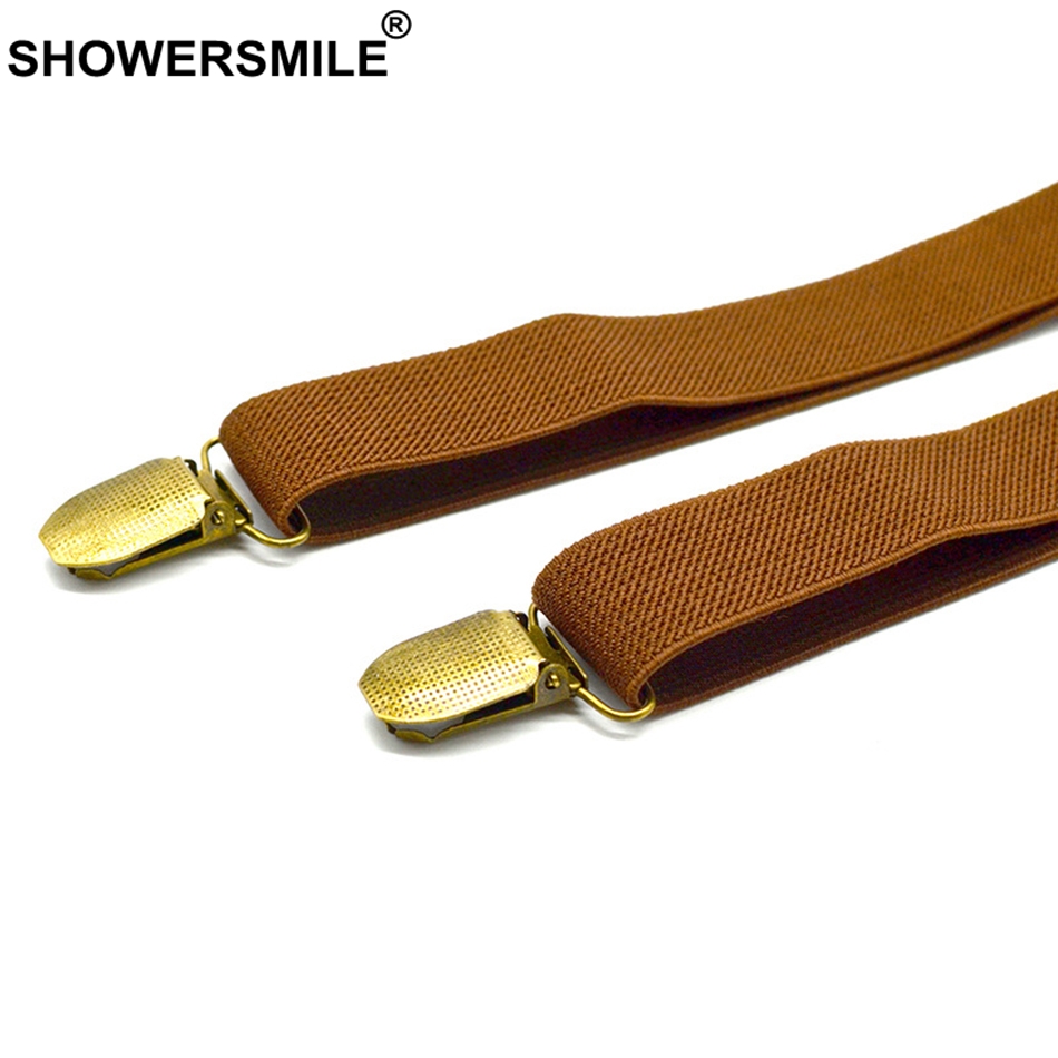 SHOWERSMILE Bow Tie Suspenders Set Bronze Clips Adult Brown Suspenders Women Suspenders Unisex Vintage Mens Suspenders Braces