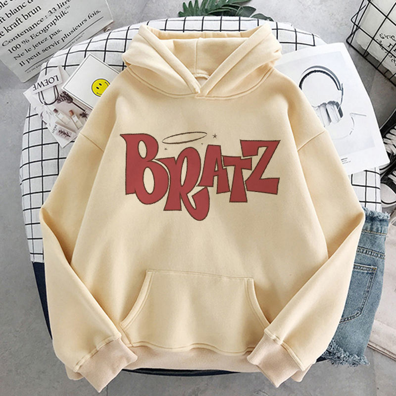 Autumn New Bratz Letter Sweatshirt Women's Casual White Top Fashion Hooded Sweatshirt Long Sleeve Print Graphic Jacket Women