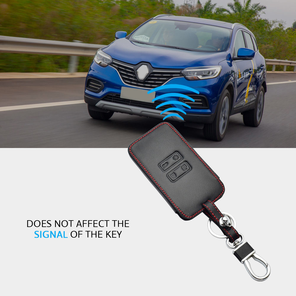 Leather Car Key Case For Renault Koleos Kadjar Scenic Megane Sandero Keyless Remote Fob Shell Protector Cover Auto Accessories