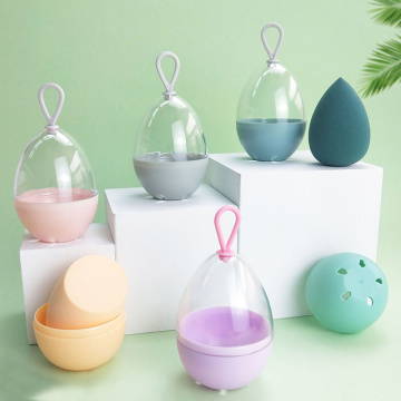 Hot Empty Transparent Puffs Drying Box Storage Case Portable Sponge Stand Cosmetic Egg Shaped Rack Makeup Blender Puff Holder