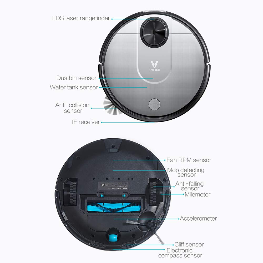 VIOMI V2 Pro 2100Pa Strong Suction Self-charging Robot Vacuum Cleaner LDS Sensor 2 in 1 Sweeping Mopping Vacuum Cleaner