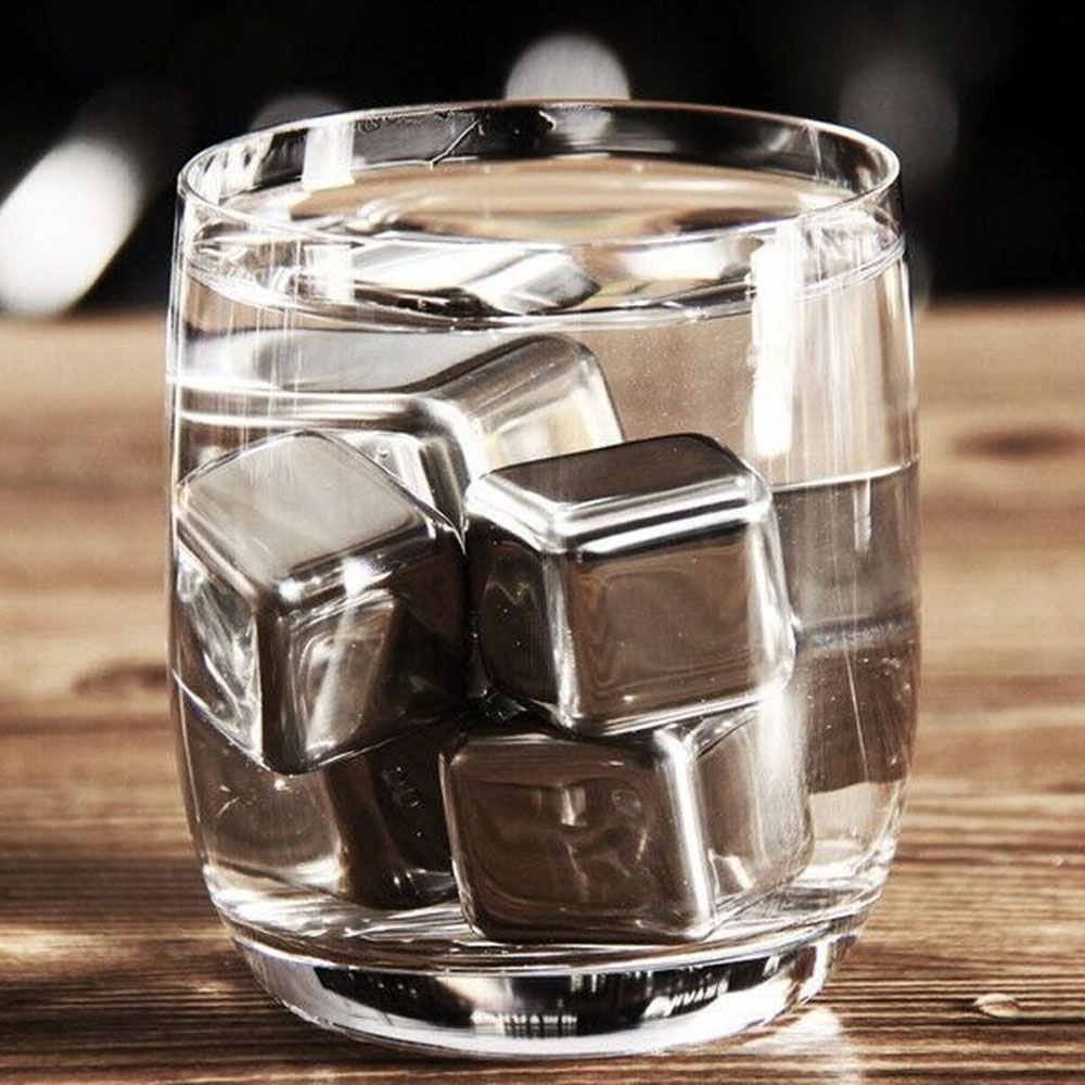 1pc hot salt Ice Wine Stone Whisky Stones 304 Stainless Steel Ice Cube Whiskey Cooler Rocks Reusable Chilling Stones bar tools