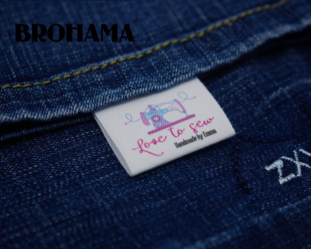 Sewing labels / custom brand labels, clothing labels, Sewing machine, fabric 100% cotton, High quality printing (MD544)