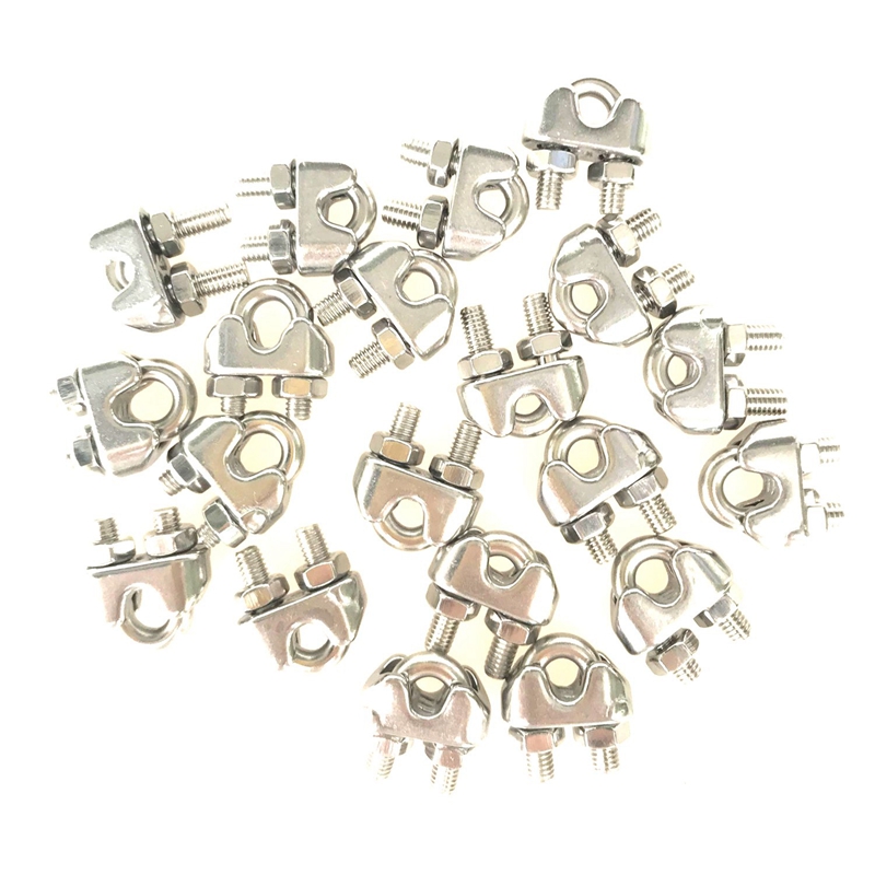50Pcs Stainless Steel M3 U Type Clamp Wire Rope Clips Cable Bolts Rigging Hardware Clamps